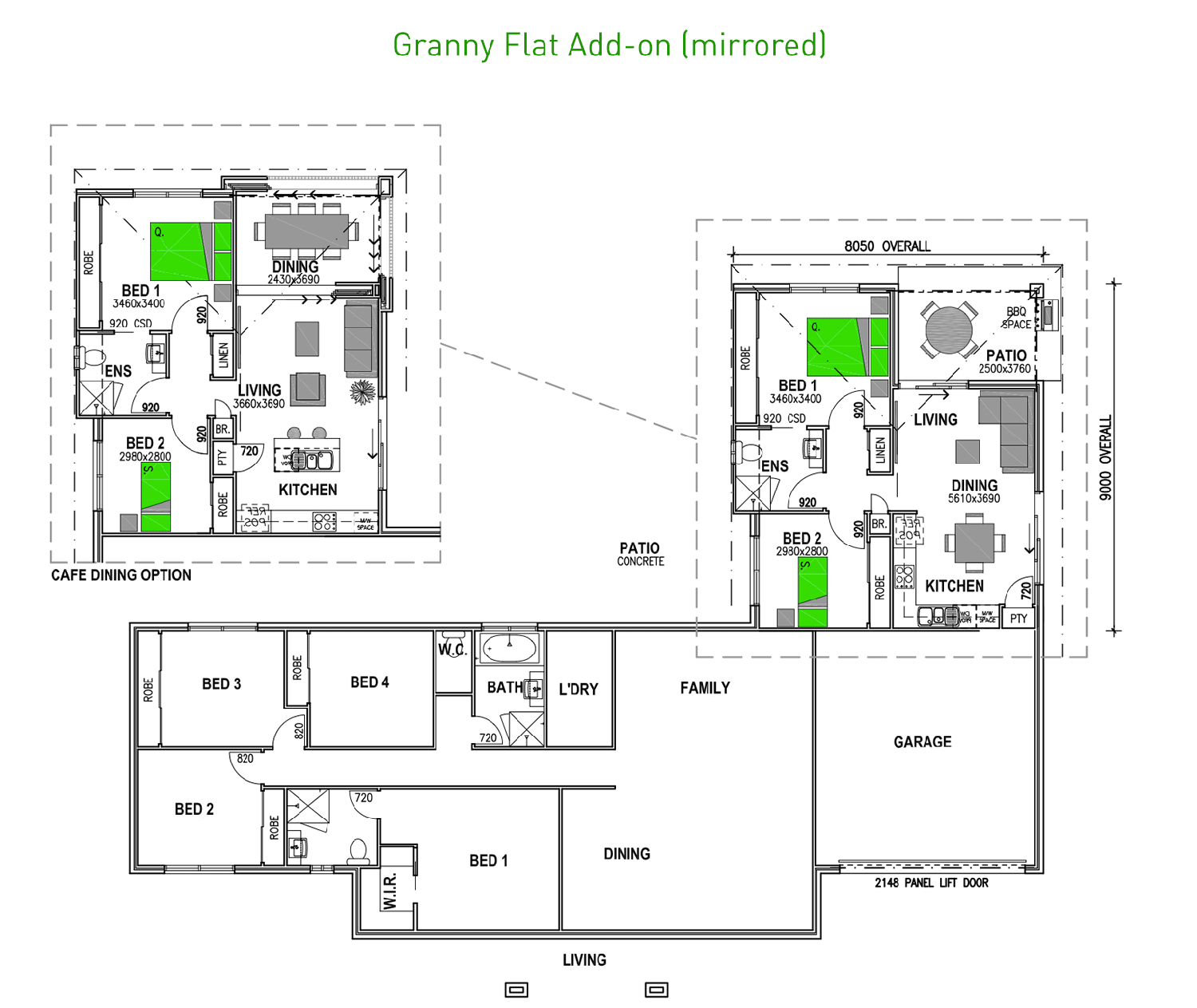 room doubles as the granny flats entrance