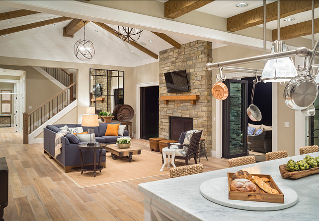 Kitchen opens to breakfast room and family room with  folding patio doors