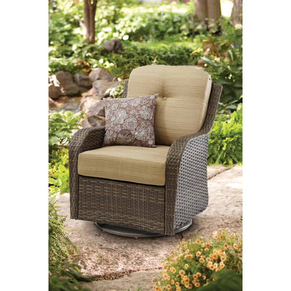 Garden Treasures Elliot Creek Set Of 2 Steel Motion Conversation Chairs  With Gray Cushions 790