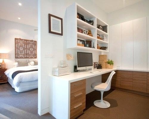 Traditional home office turned into a gorgeous guestroom [Design:  Robert Frank / Carolyn Reyes