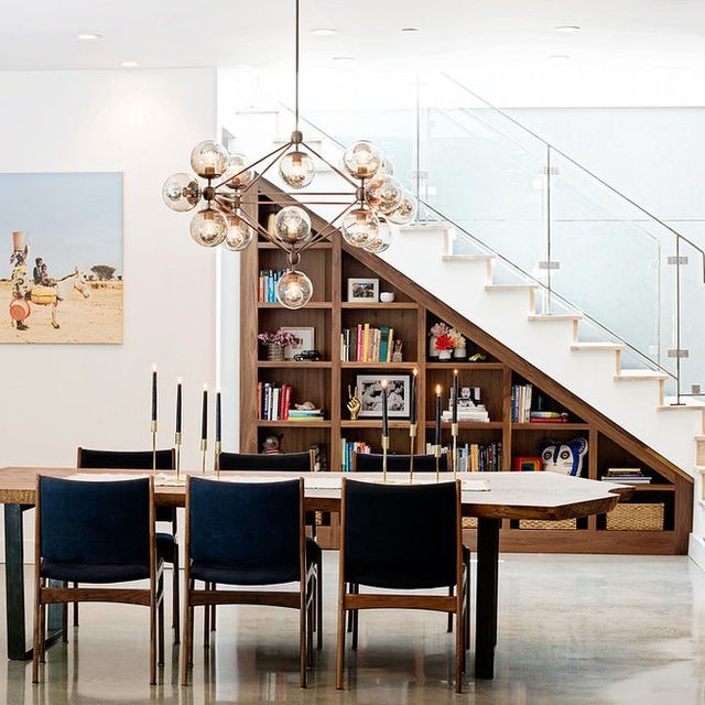 built in bookshelves dining room