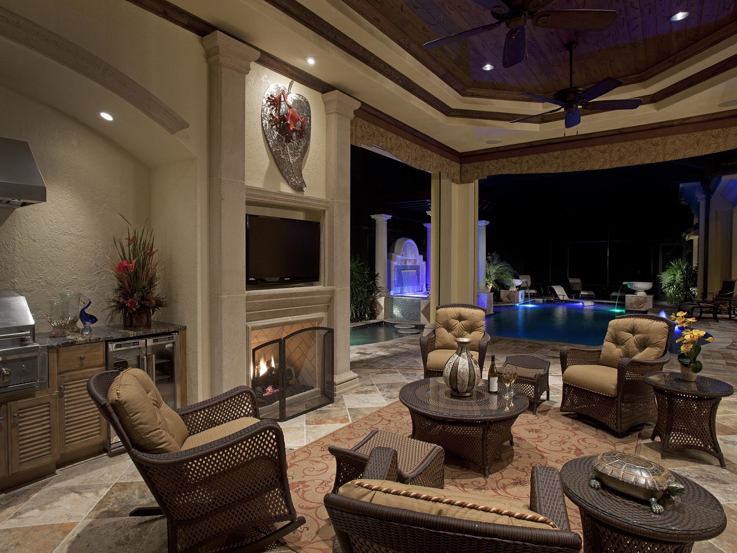 The Capriano Luxury Home in Naples features a stunning outdoor living  space