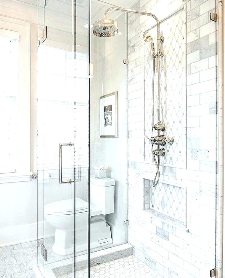 Traditional master bathroom ideas Hgtv Double Shower Large Traditional  Master White Tile And Subway Tile Ceramic Floor And Multicolored Floor Houzz  75 Most