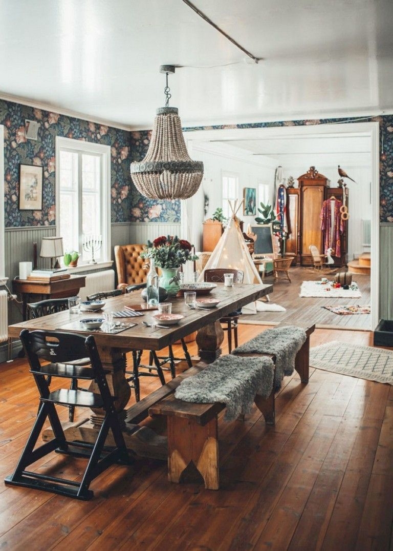 boho style living room view in gallery colorful eclectic dining room with  hanging plants farmhouse living