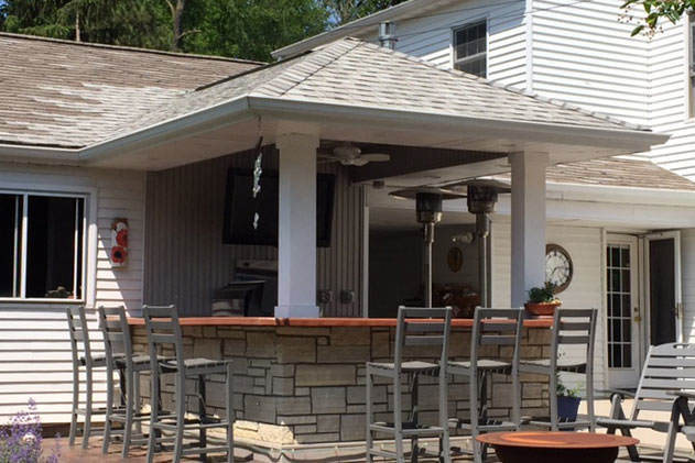 Outdoor lounge and kitchen