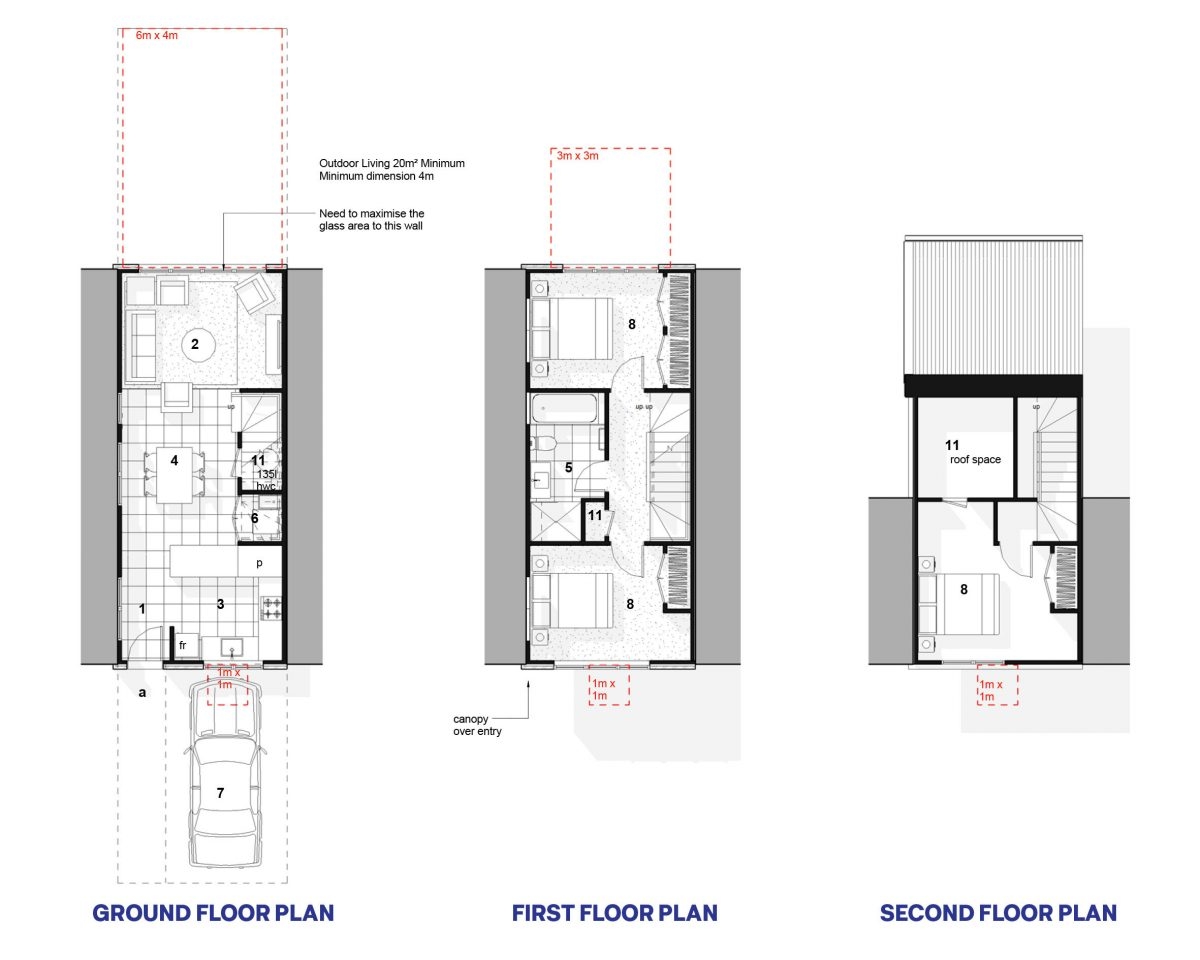 Home plans with elevated front porch, two balconies at first floor