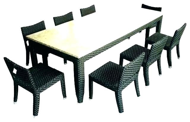 Patio dining set 8 person Palm Tree chairs with Nassau rectangular table