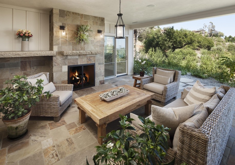 rustic outdoor  covered patios patio with fireplace